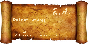 Rainer Arany névjegykártya